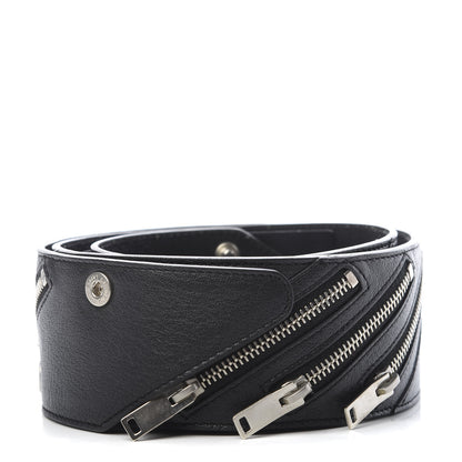 Saint Laurent Calfskin Zippered Snap Belt 85 Black 1 of 4