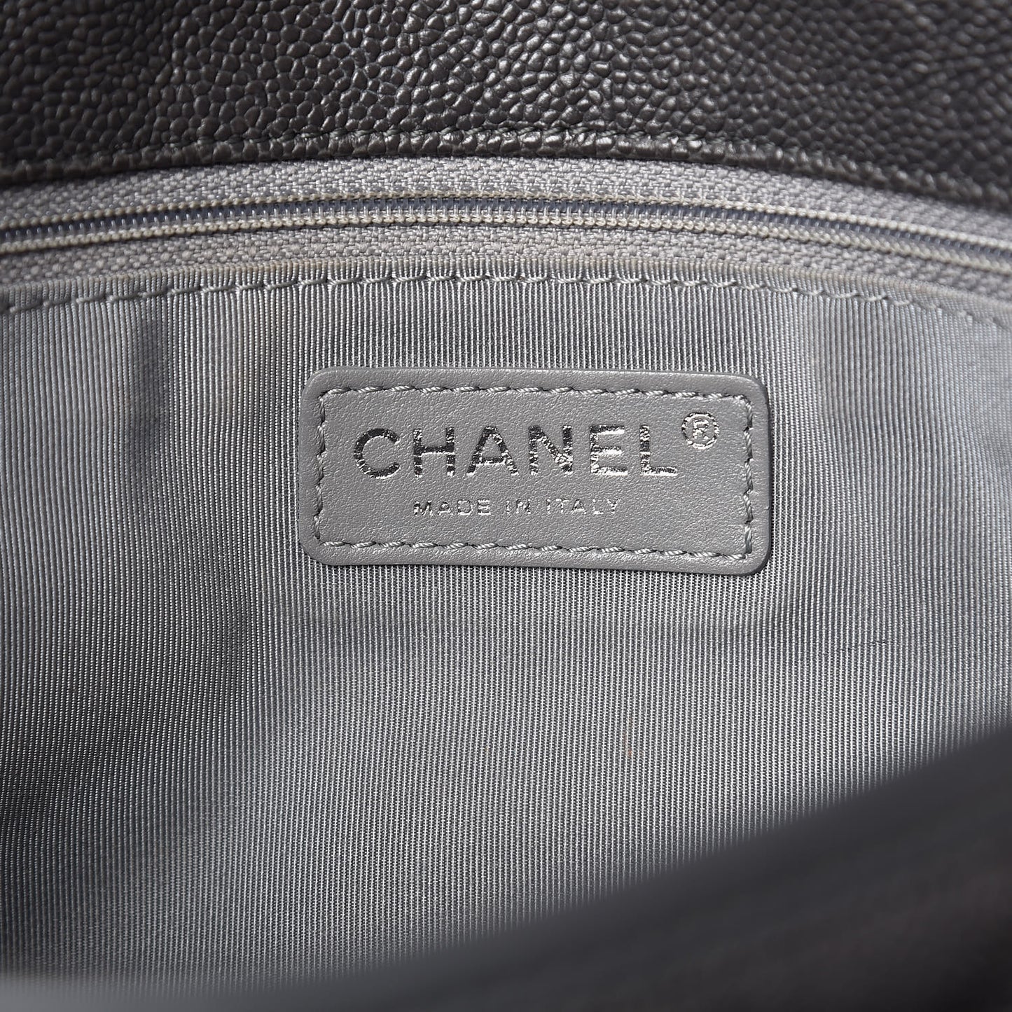 Caviar Quilted Medium French Riviera Flap Dark Grey