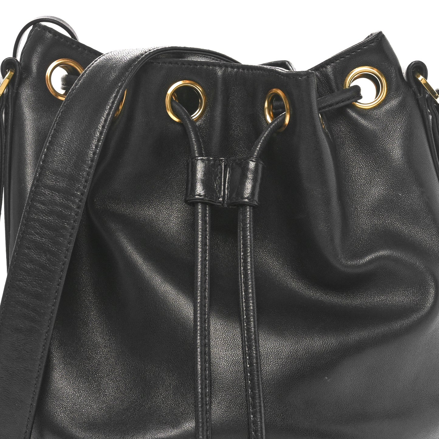 Lambskin CC Drawstring Shoulder Bag Black