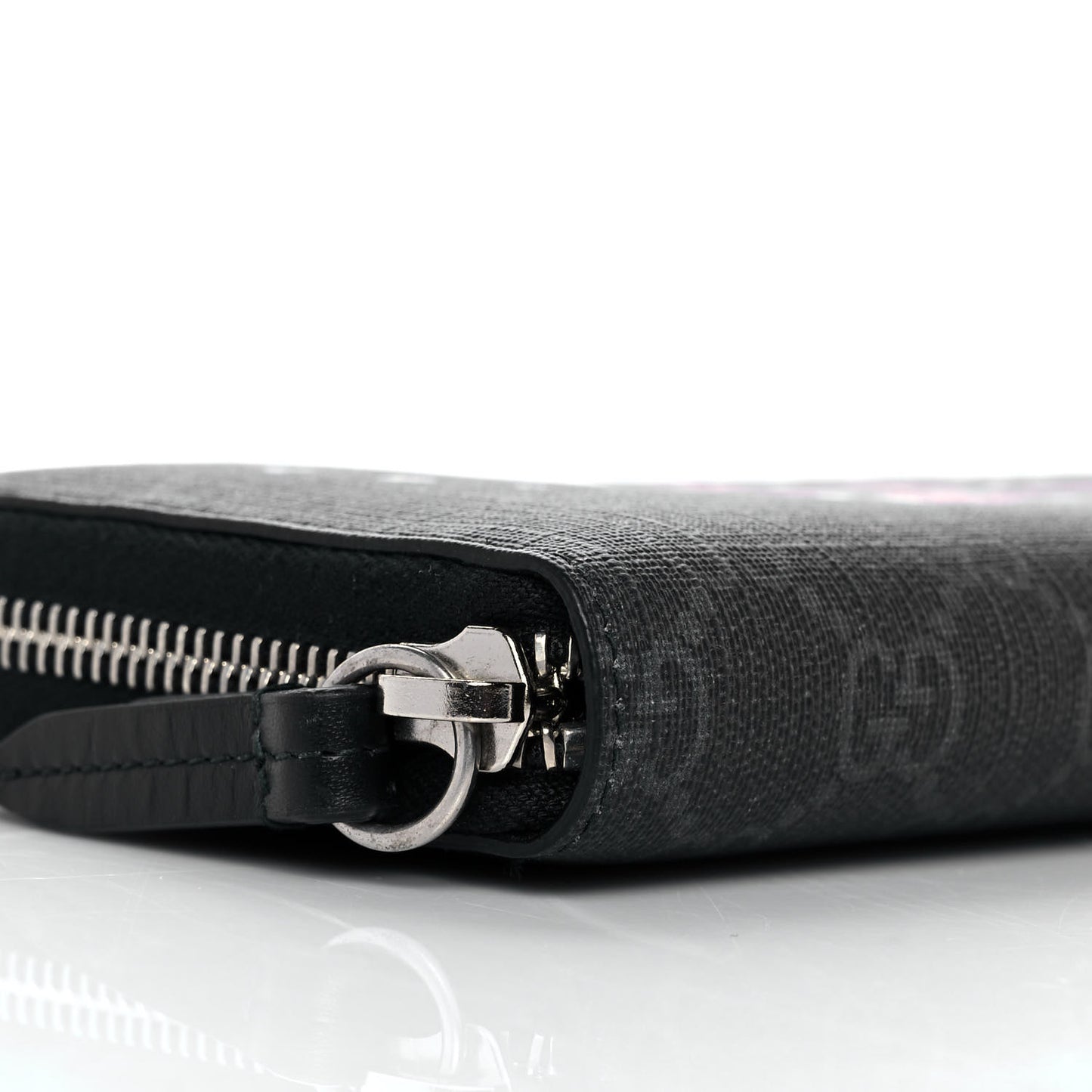 GG Supreme Monogram Kingsnake Zip Around Wallet Black Grey