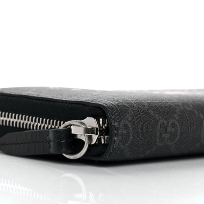 Gucci GG Supreme Monogram Kingsnake Zip Around Wallet Black Grey 7 of 8