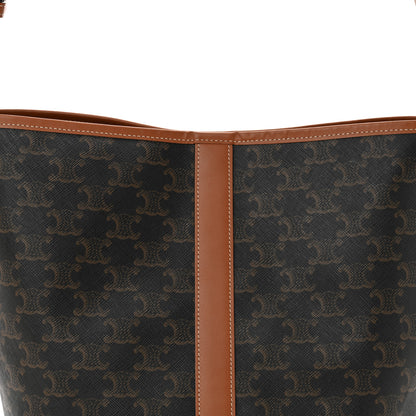 Celine Triomphe Canvas Calfskin Medium Bucket Bag Tan 8 of 10