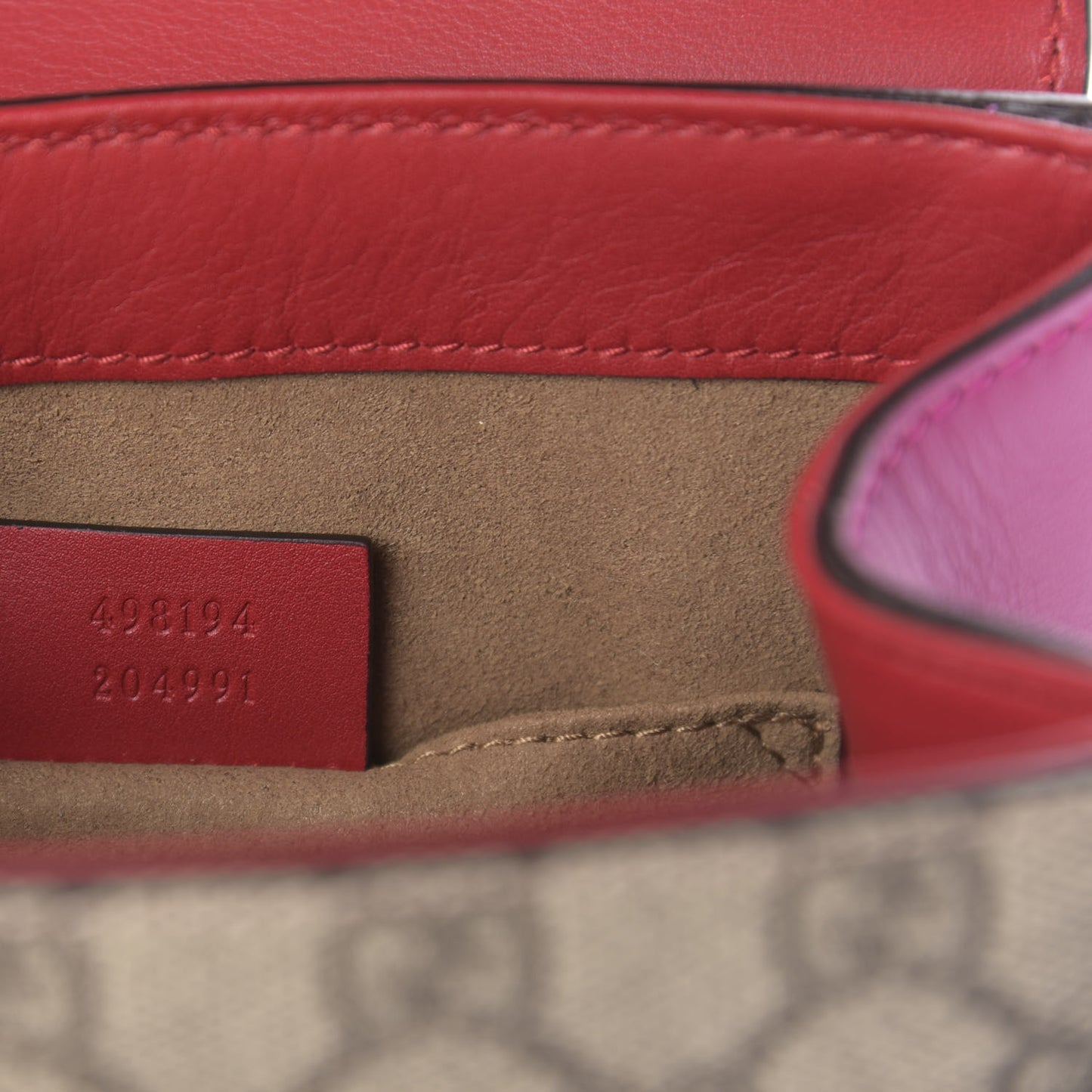 GG Supreme Monogram Calfskin Padlock Backpack Beige Hibiscus Red New Rosette