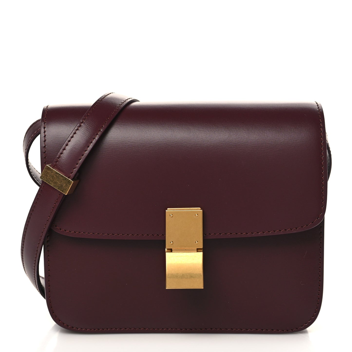 Box Calfskin Teen Classic Box Flap Bag Burgundy