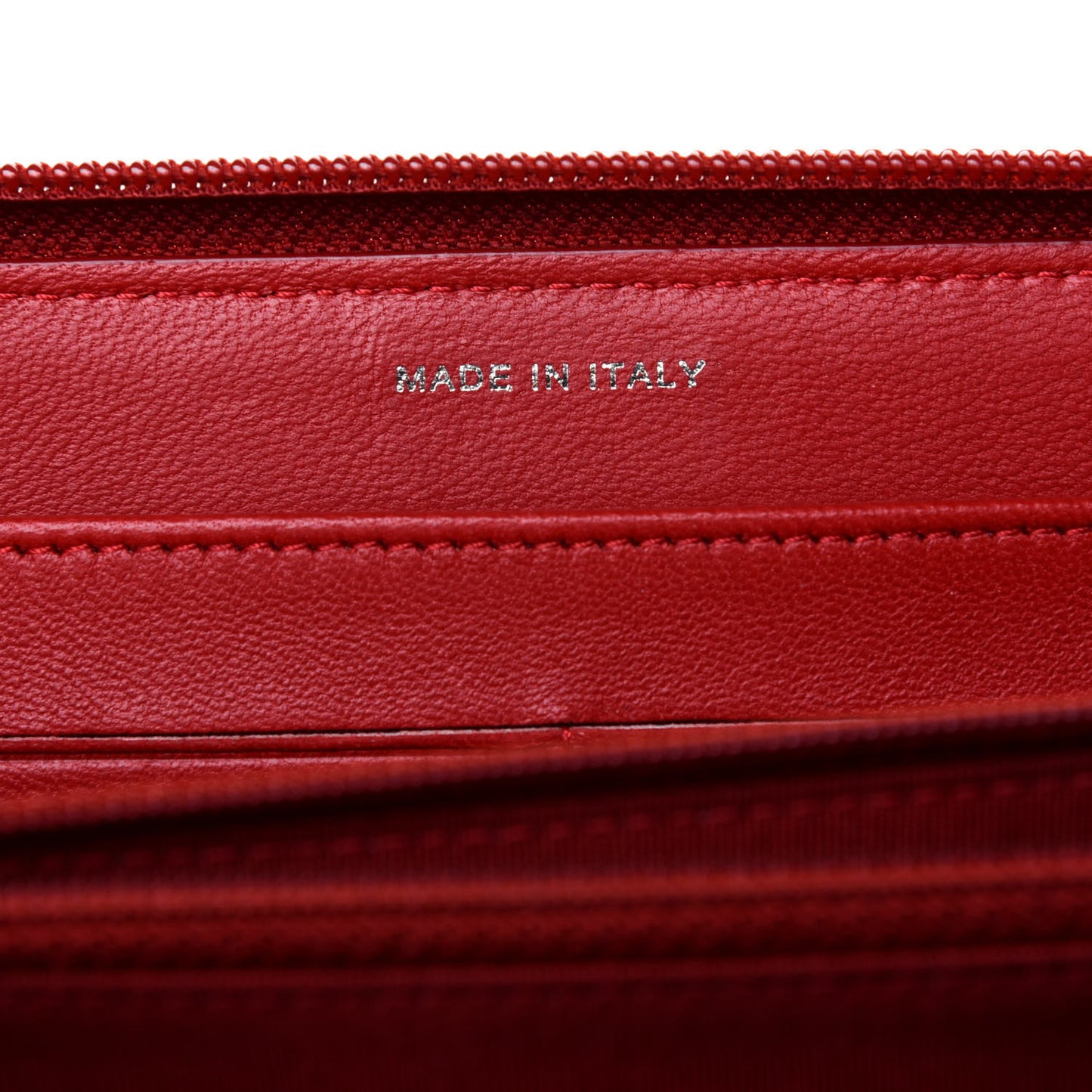Lambskin Quilted Boy Zip Around Wallet Red