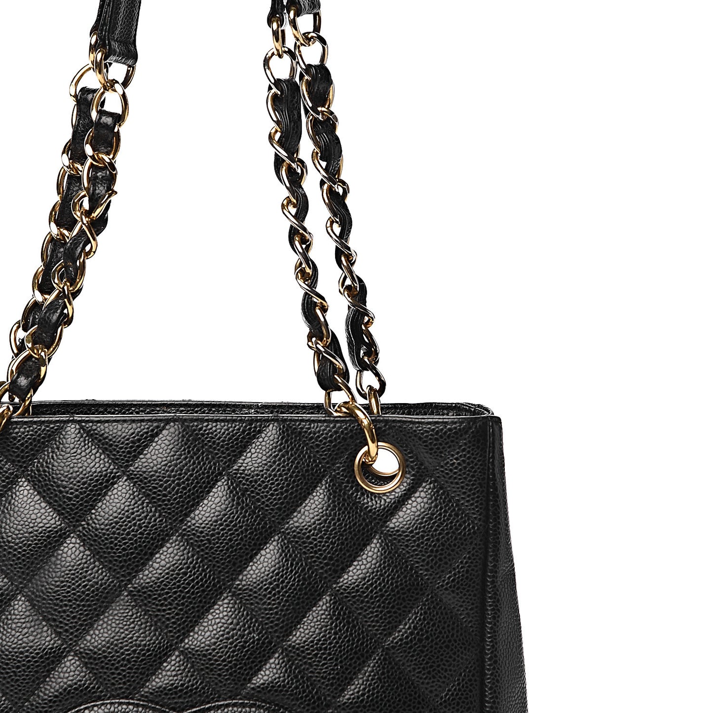 Caviar Quilted Petit Shopping Tote PST Black