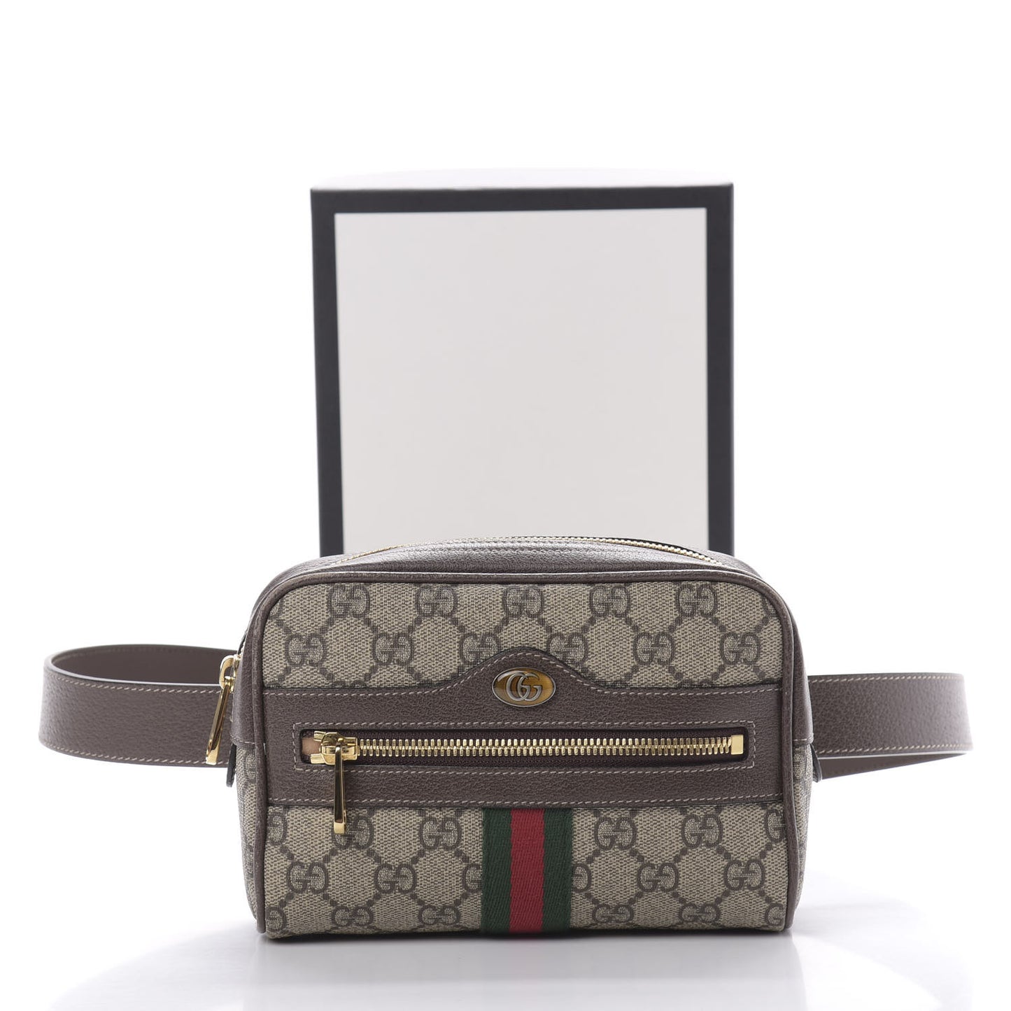GG Supreme Monogram Web Small Ophidia Belt Bag 95 38 Dark Brown