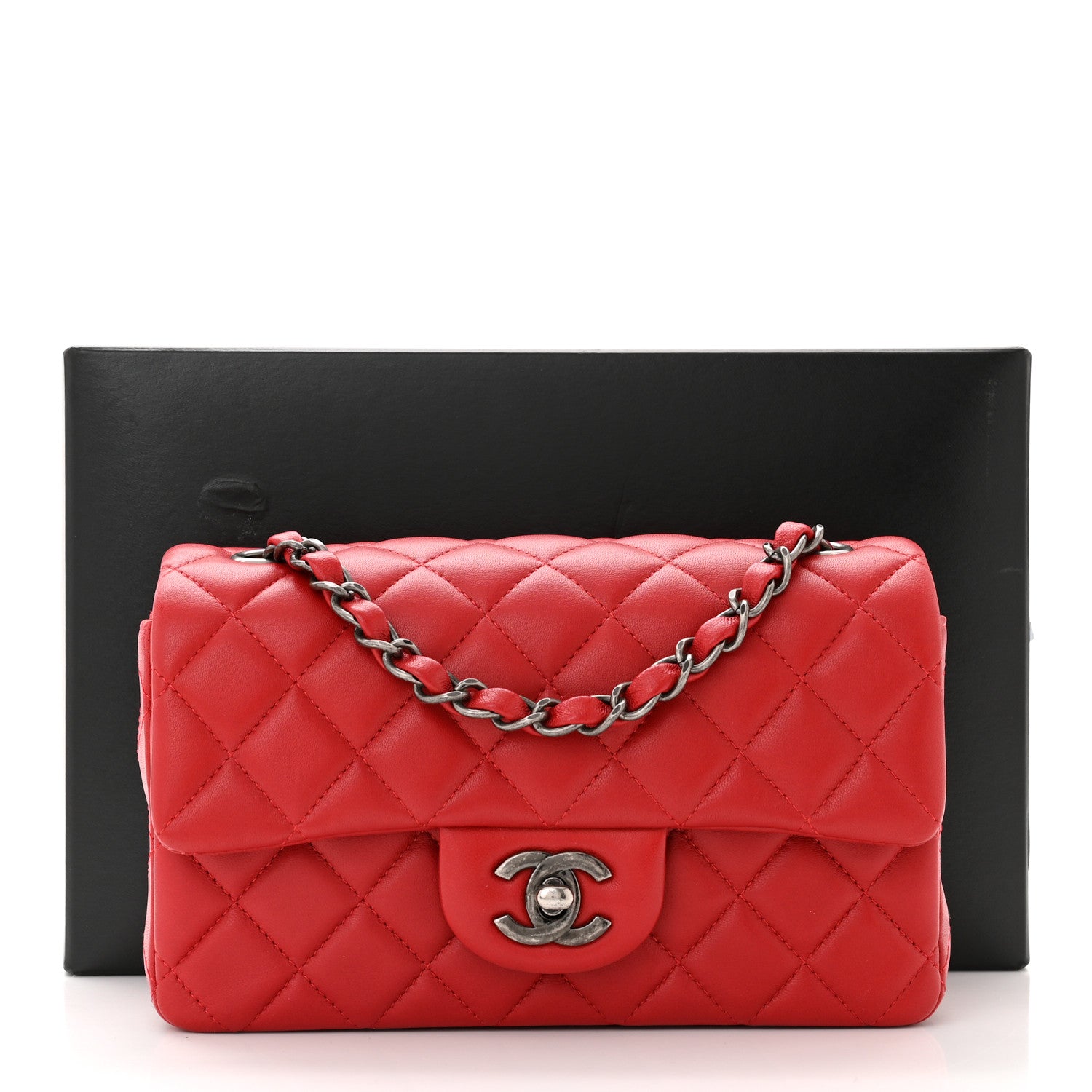 Chanel Lambskin Quilted Mini Rectangular Flap Red 11 of 11