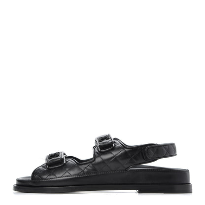 Chanel Lambskin Velcro Dad Sandals 40.5 Black 1 of 9