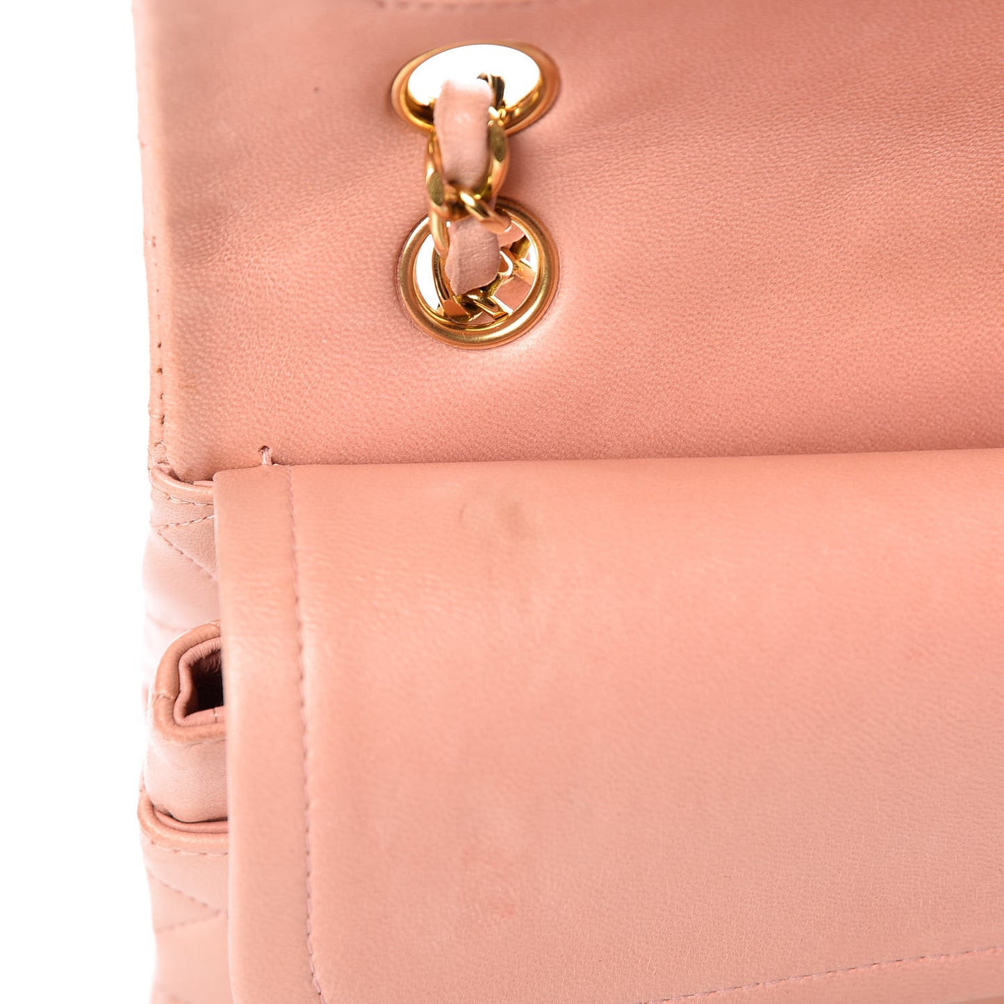 Lambskin Quilted Medium Double Flap Light Pink