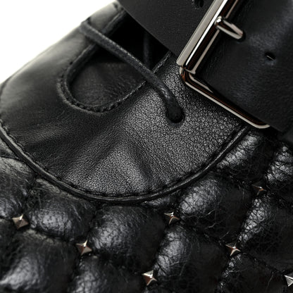 Valentino Garavani Crackled Lambskin Rockstud Spike 20mm Combat Boots 36.5 Black 10 of 11