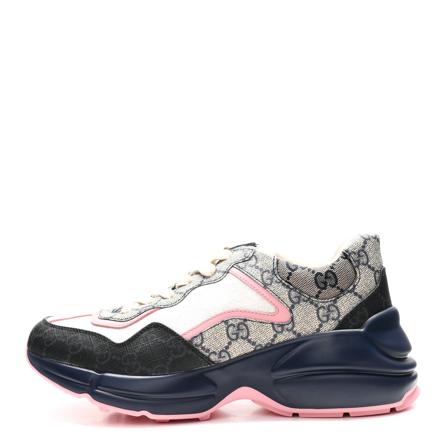 Gucci GG Supreme Monogram Mix Monogram Womens Rhyton Sneakers 37.5 Black Blue 1 of 9