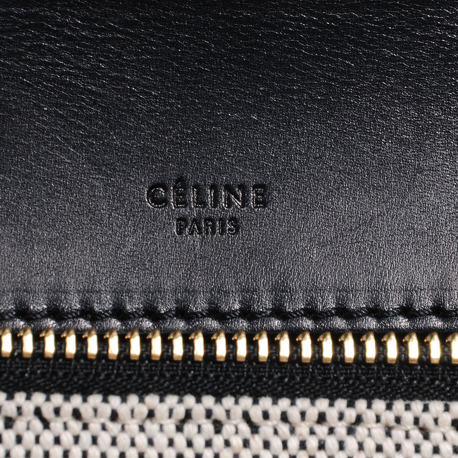 Celine Canvas Leather Medium Bi-Color Edge Shoulder Bag Black Grey 5 of 8