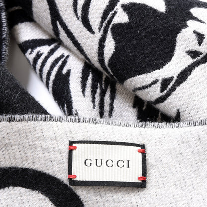 Gucci Wool Knit Wolf Scarf Black 5 of 6