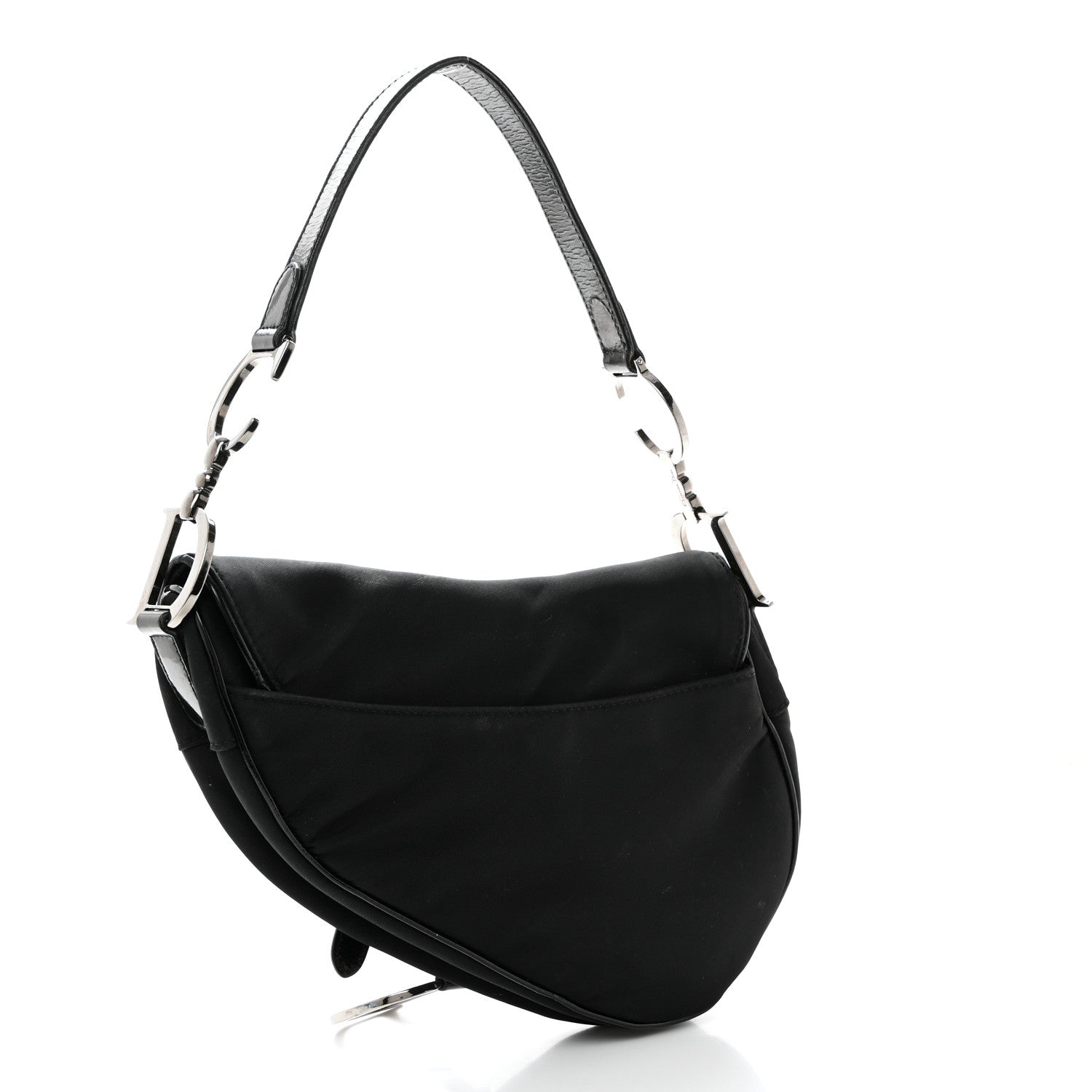 Christian Dior Canvas Patent Calfskin Saddle Bag Black 2 of 19