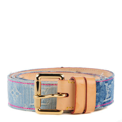 Louis Vuitton Monogram Denim Belt 90 36 Blue 1 of 5