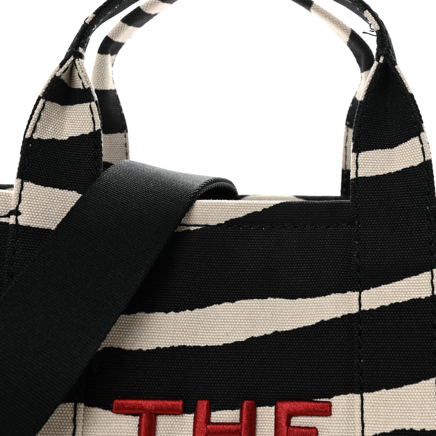 Cotton Canvas Zebra Tiger Print Medium The Traveler Tote Bag Black White