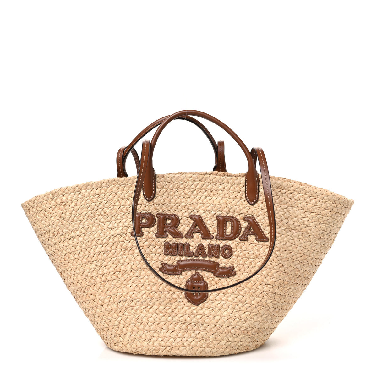 Palmitto Vitello Woven Braided Large Basket Tote Bag Naturale Cognac