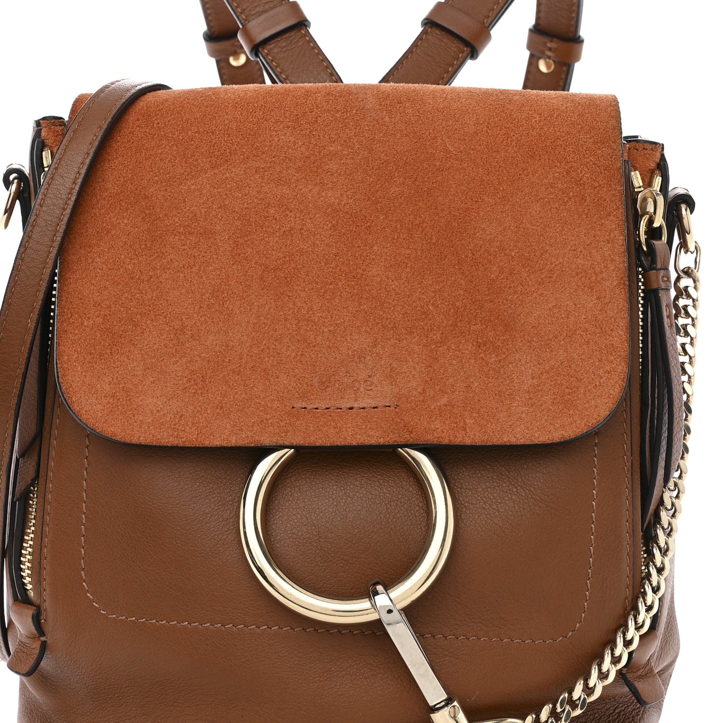 Suede Calfskin Small Faye Backpack Tan