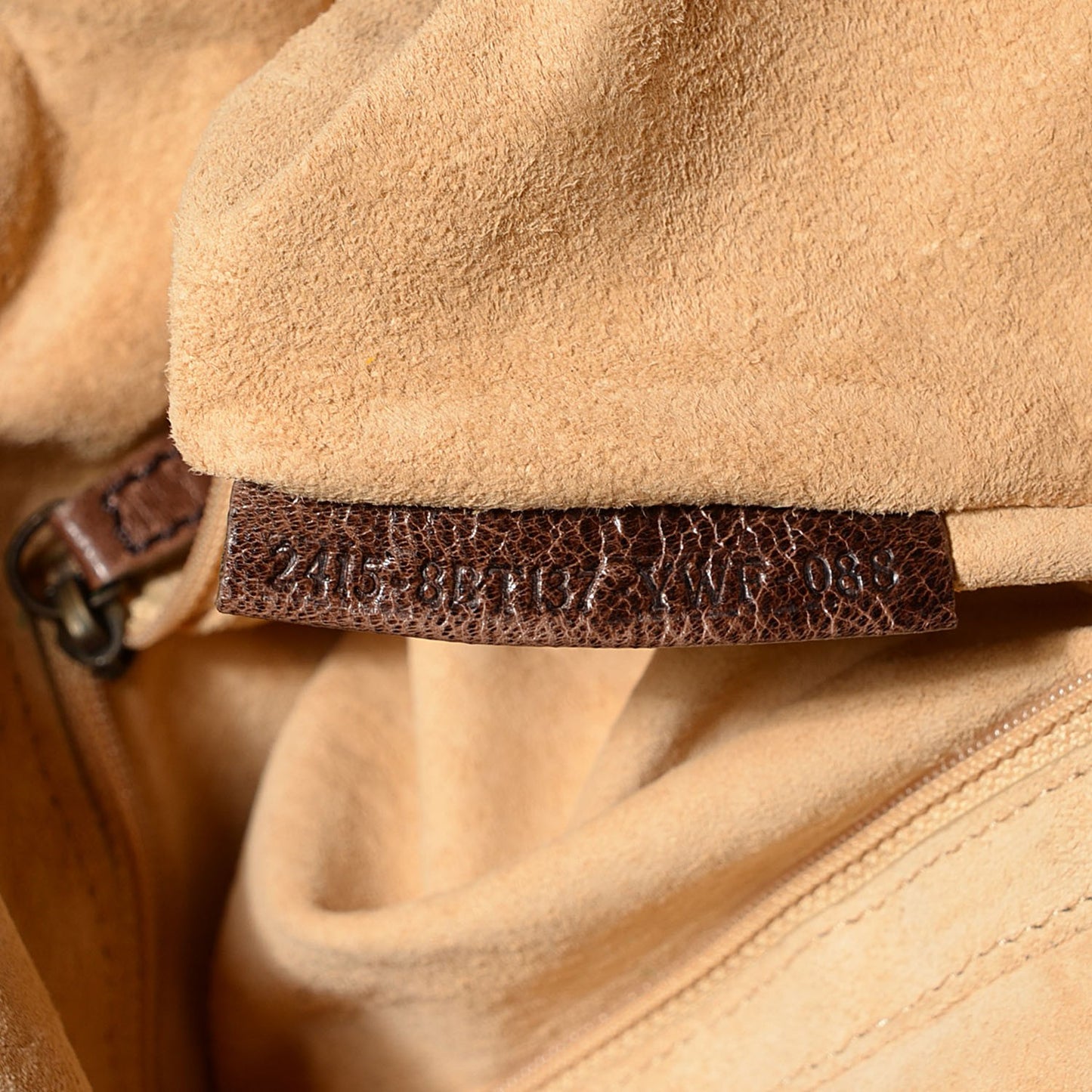 Glazed Calfskin Maxi Whipstitch Baguette Marrone