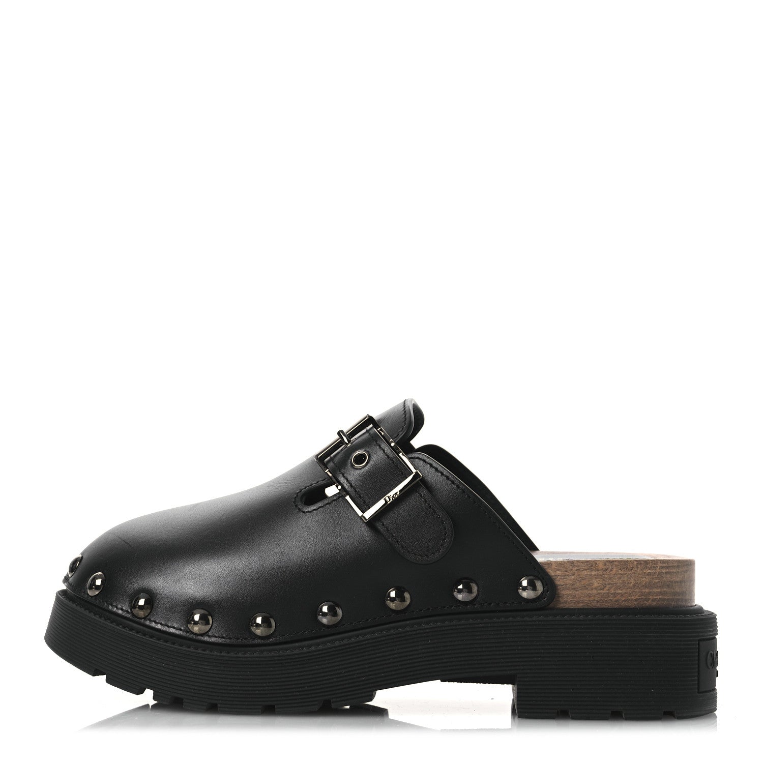 Christian Dior Calfskin Diorquake Buckled Lug Sole 15mm Clogs 36 Black 1 of 11