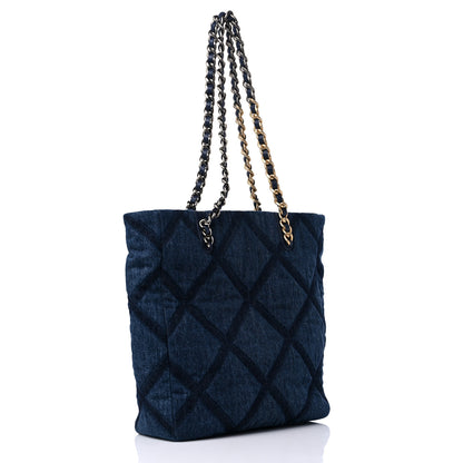 Chanel Denim Quilted Chanel 19 North South Shopping Bag Blue 3 of 11