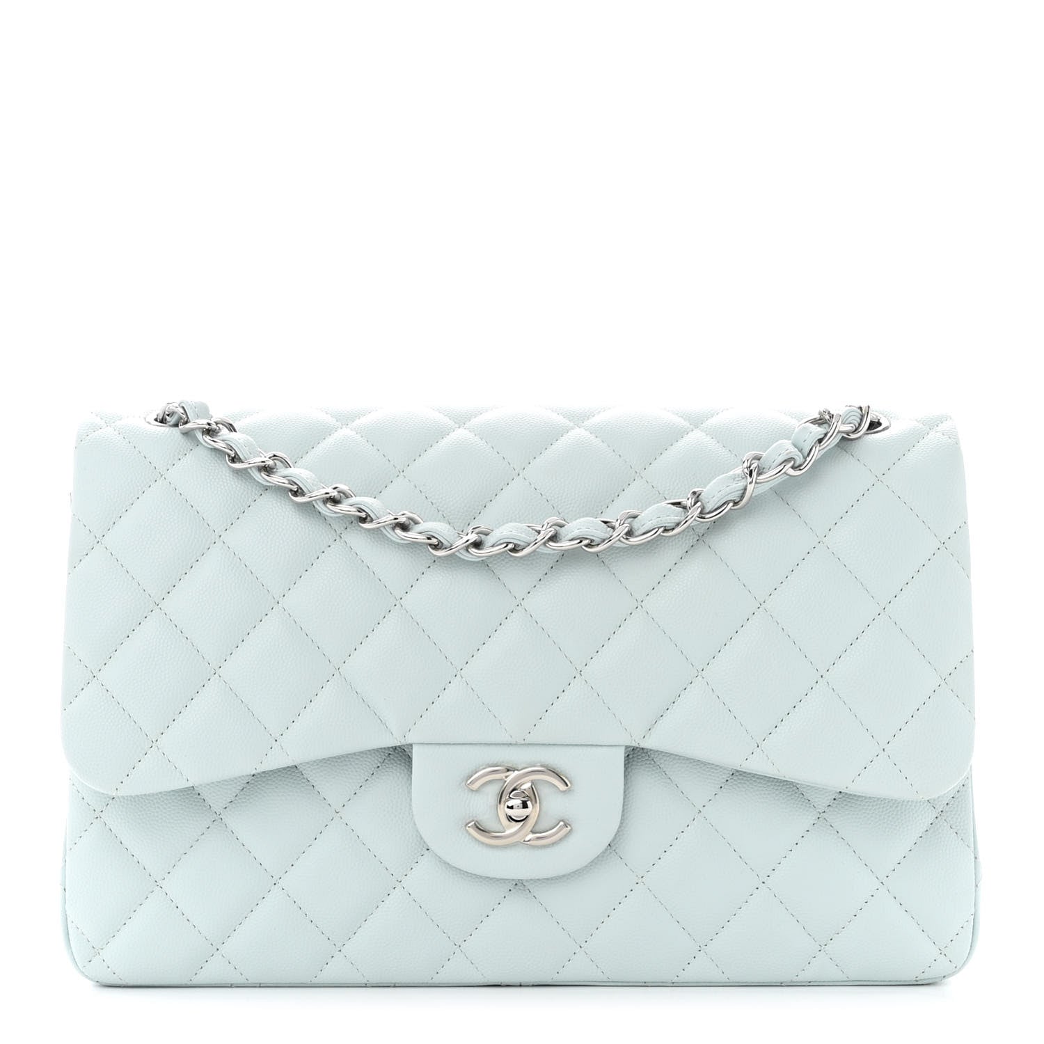 Chanel Caviar Quilted Jumbo Double Flap Light Blue 1 of 11
