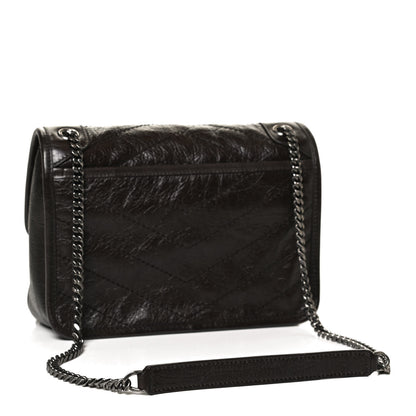 Saint Laurent Crinkled Calfskin Matelasse Monogram Baby Niki Chain Satchel Tulip 3 of 11