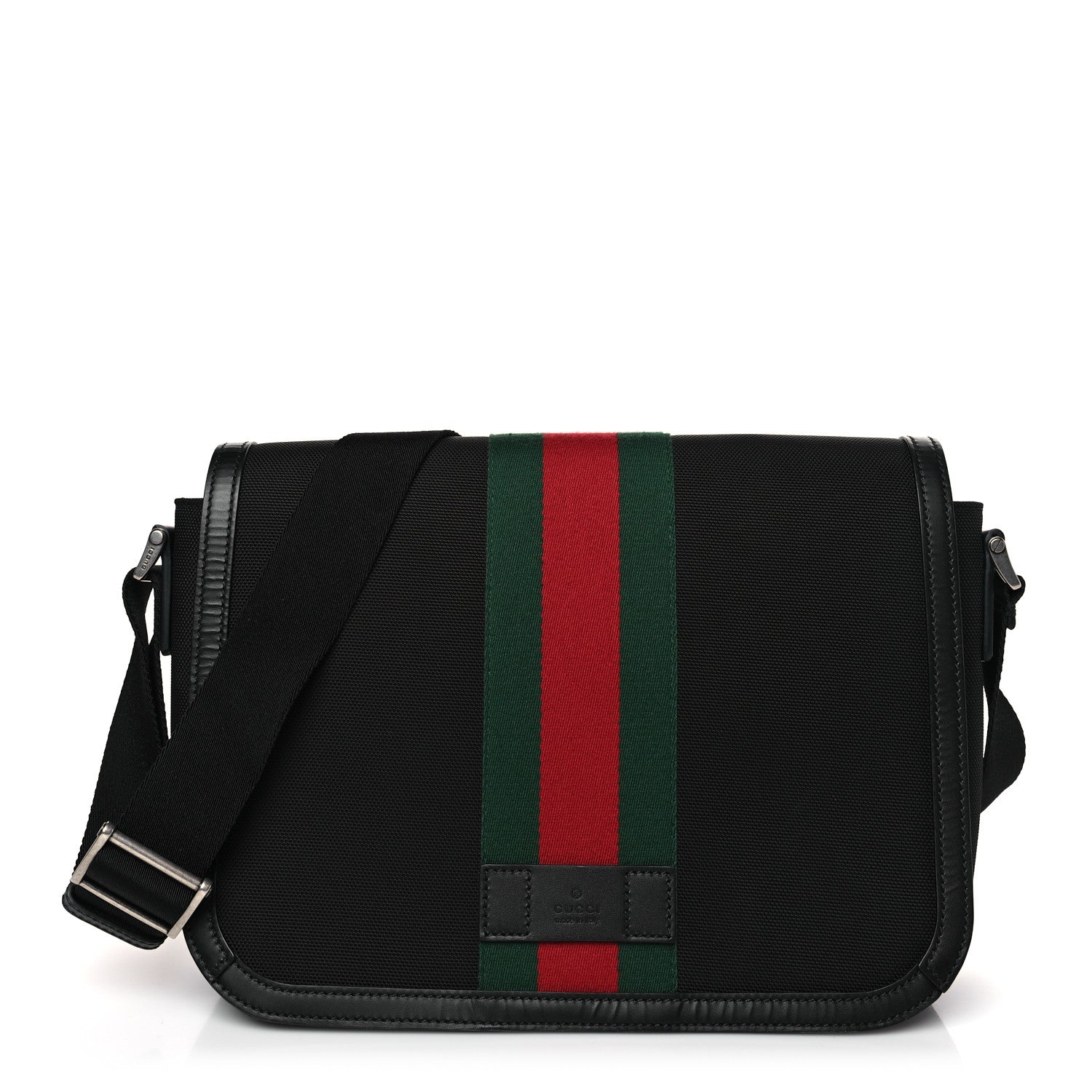 Gucci Techno Canvas Web Flap Messenger Bag Black 1 of 9