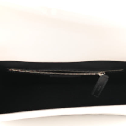 Saint Laurent Grain De Poudre Matelasse Chevron Large Monogram Satchel Light Grey 4 of 9