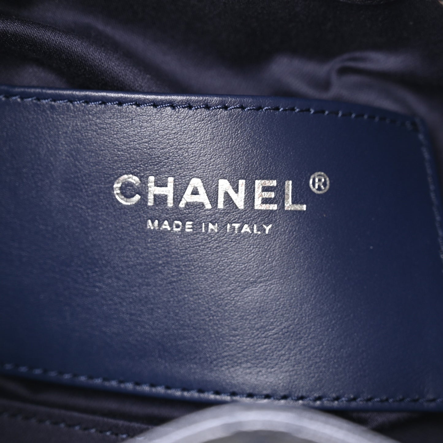 Metallic Caviar Quilted Mini Chanel 25 Handbag Dark Blue