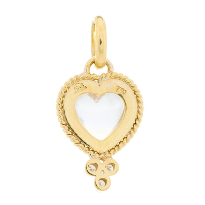Temple St. Clair 18K Yellow Gold Diamond Rock Crystal XS Braided Heart Pendant 4 of 4