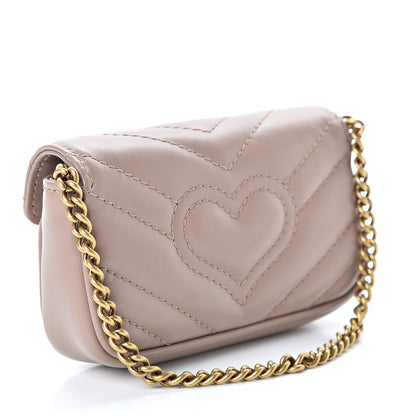 Gucci Calfskin Matelasse Heart GG Marmont 2.0 Coin Purse On A Chain Porcelain Rose 3 of 9