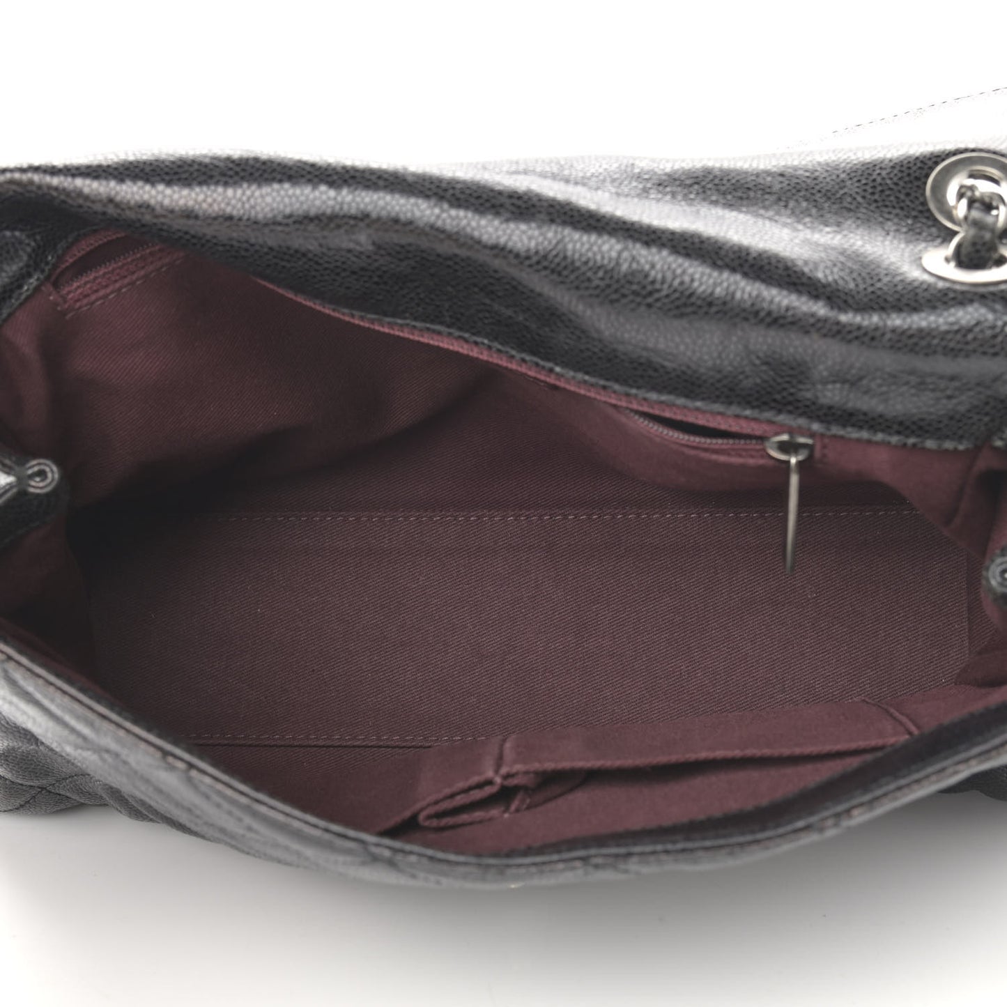 Crumpled Grained Calfskin Jumbo CC Crave Flap Black