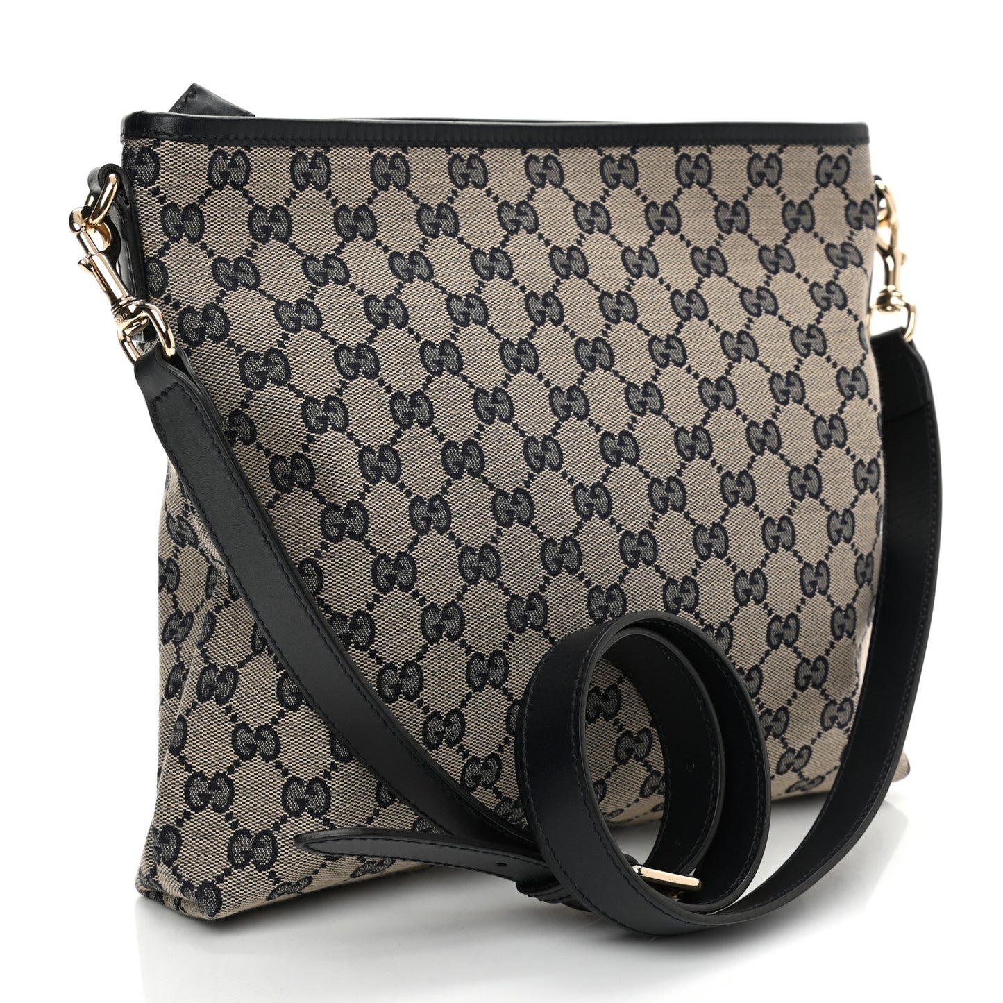 GG Supreme Monogram Web Flat Messenger Bag Navy