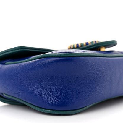 Gucci Azalea Calfskin Enamel Matelasse Diagonal Super Mini Torchon GG Marmont Shoulder Bag Imperial Blue Pavone 9 of 12