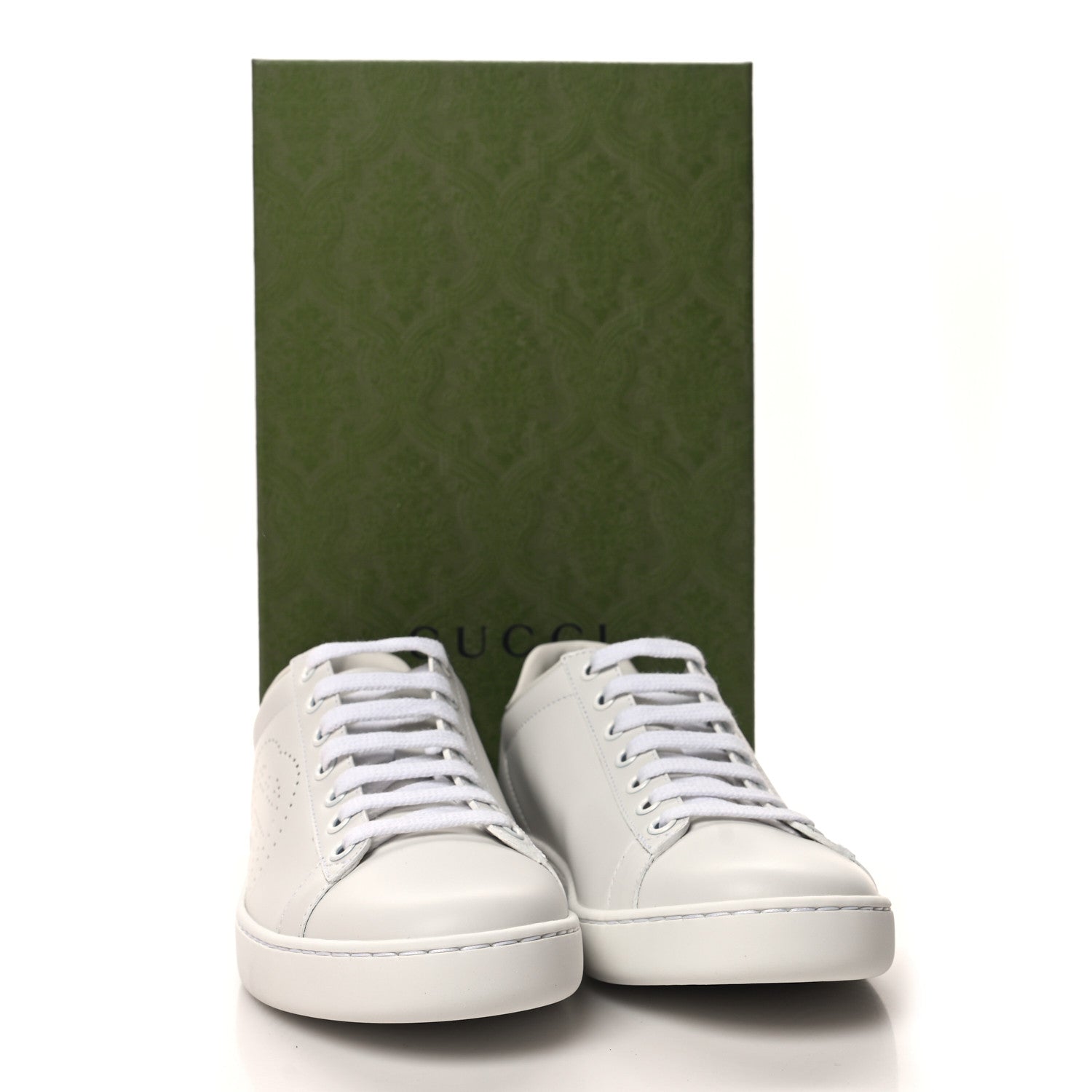 Gucci Calfskin Interlocking G Perforated Womens Ace Sneakers 36 White Grey Sky 10 of 10