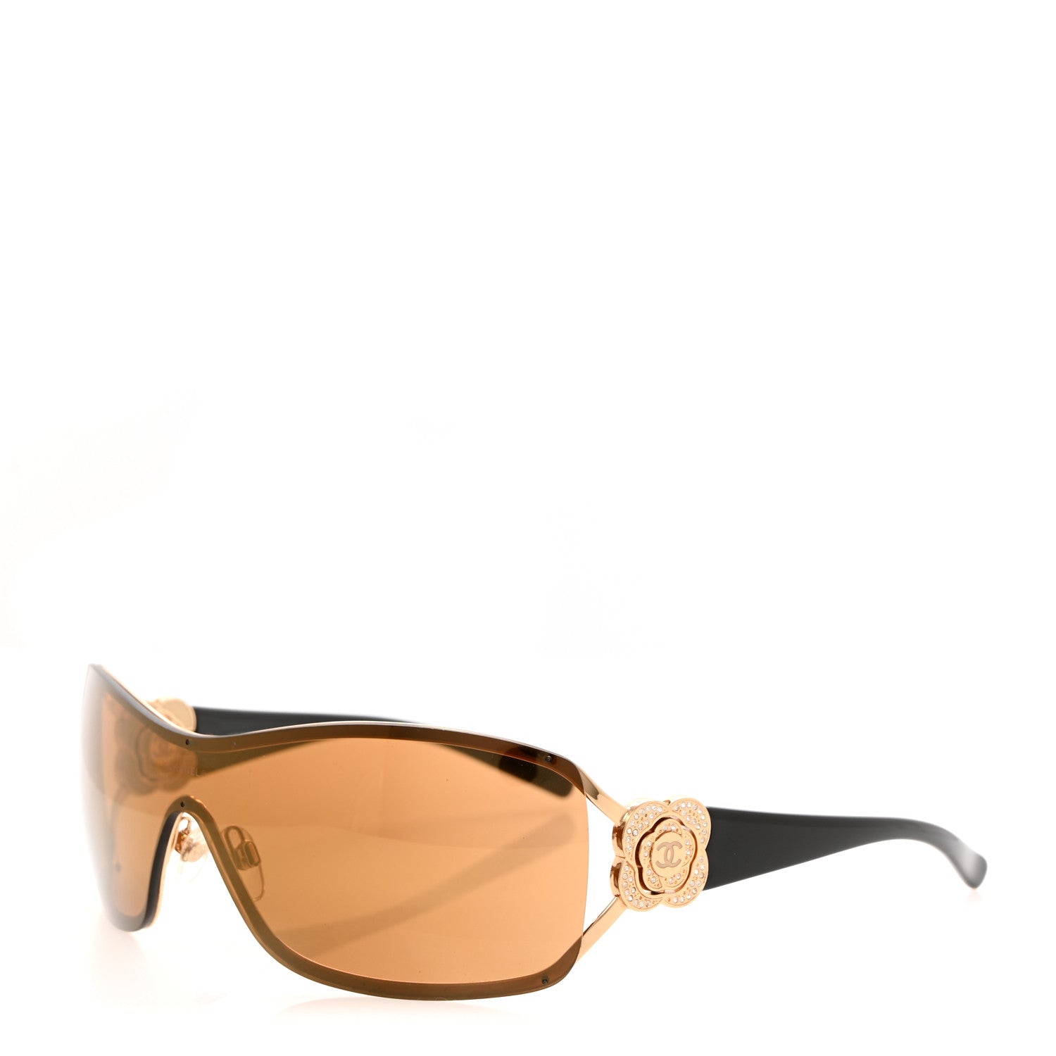 Chanel Swarovski Crystal Camellia CC Sunglasses 4164-B Bronze 1 of 8