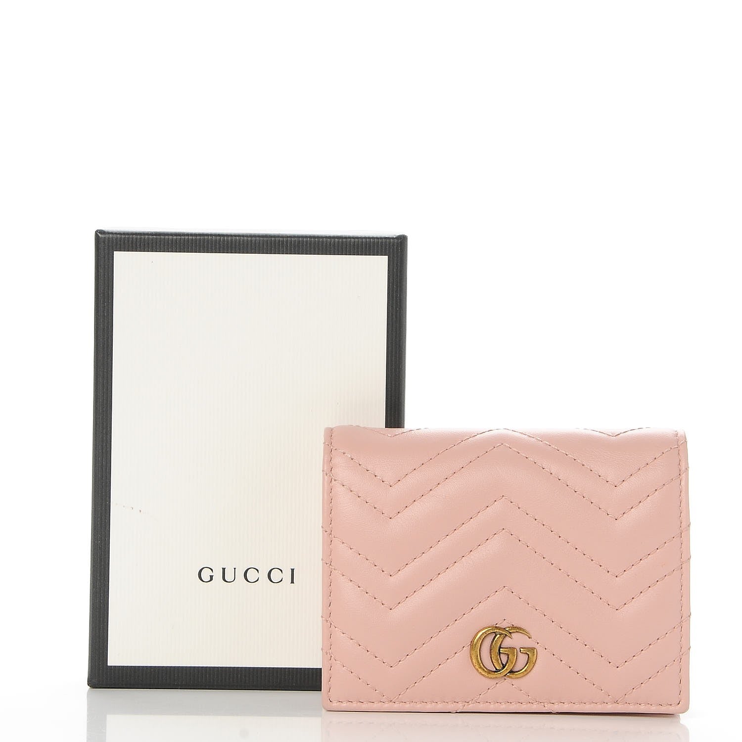 Gucci Calfskin Matelasse GG Marmont Card Case Wallet Perfect Pink 9 of 9