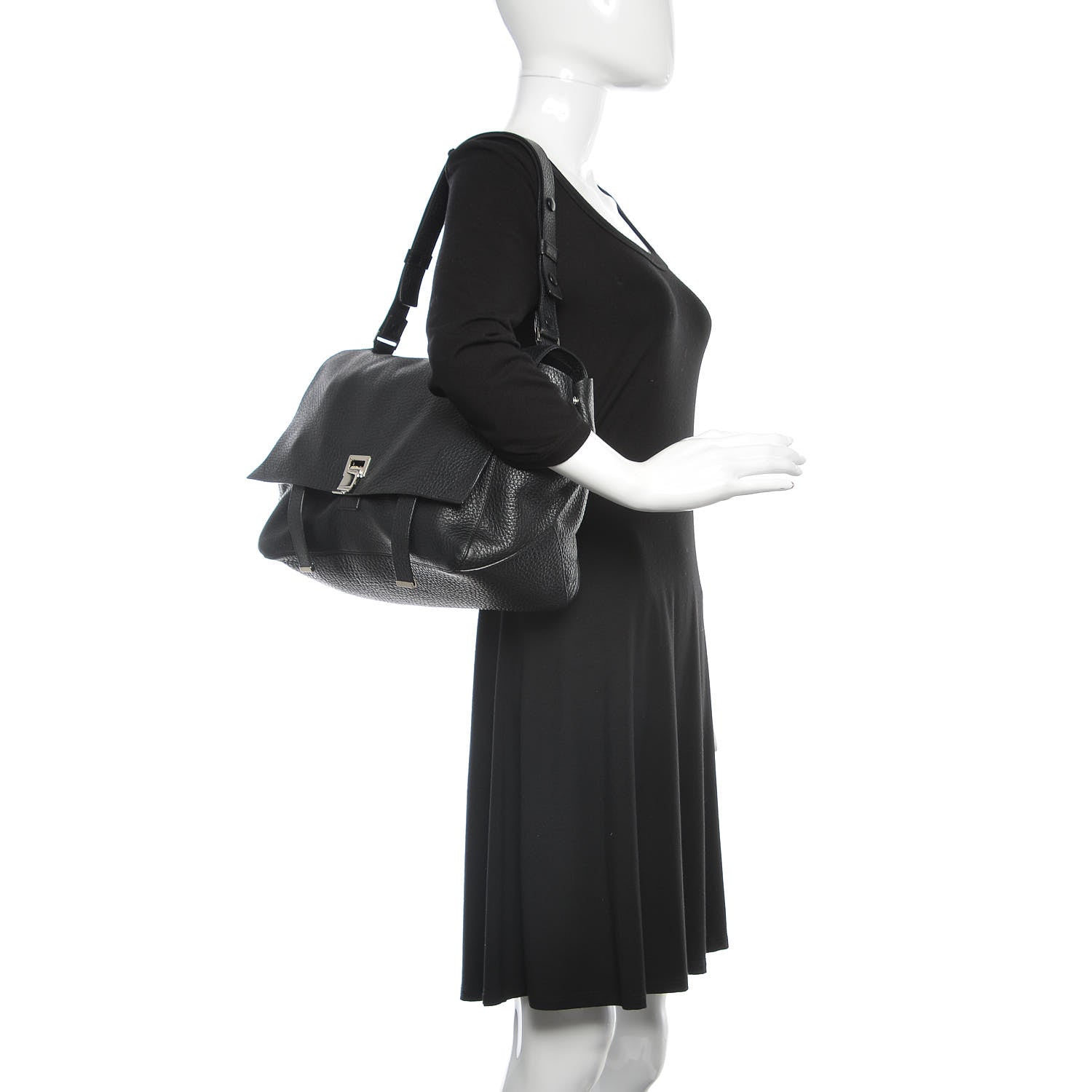 Proenza Schouler Pebbled Calfskin PS Courier Shoulder Bag Black 2 of 10