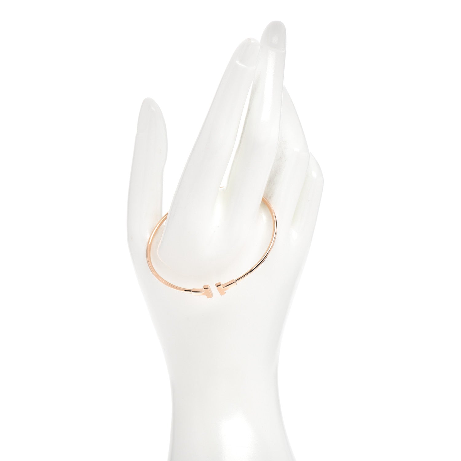 Tiffany 18K Rose Gold Narrow T Wire Bracelet 2 of 5