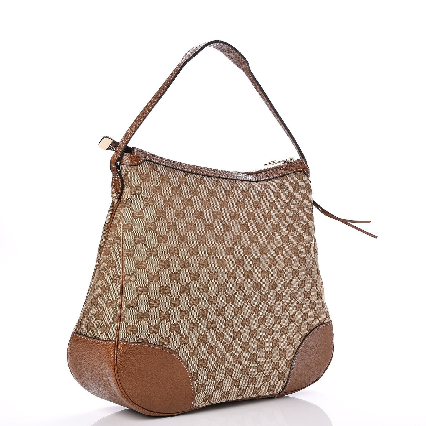 Monogram Textured Calfskin Large Bree Hobo Beige Ebony Nocciola