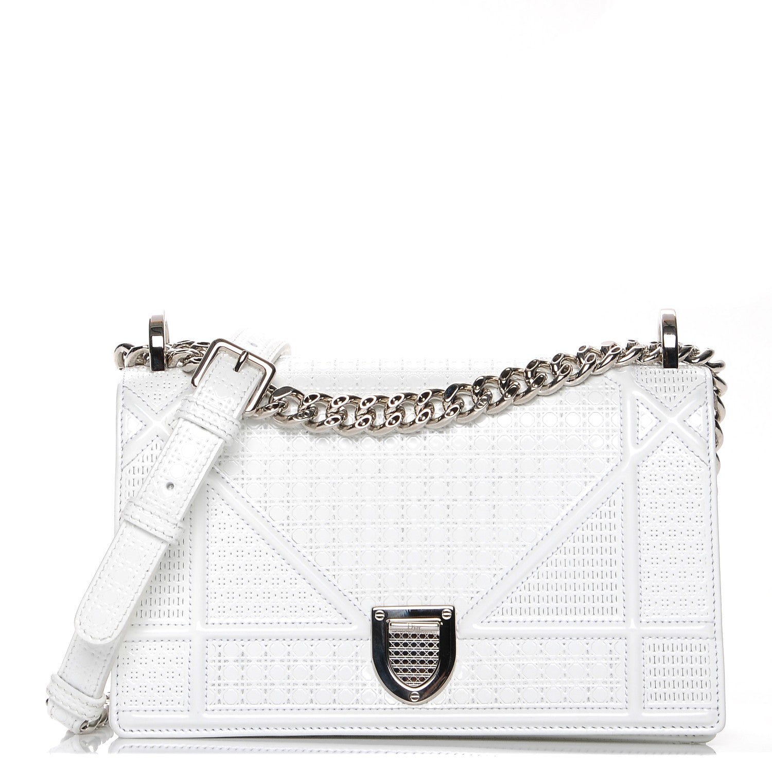 Christian Dior Patent Micro-Cannage Small Diorama Flap Bag White 1 of 21