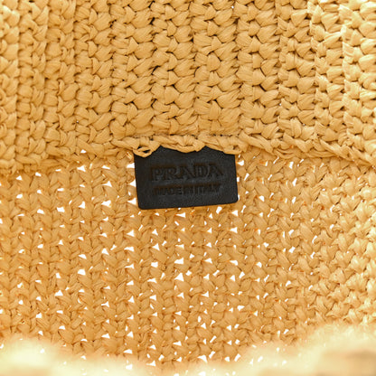 Prada Yarn Raffia Effect Crochet Embroidered Logo Tote Naturale 6 of 10