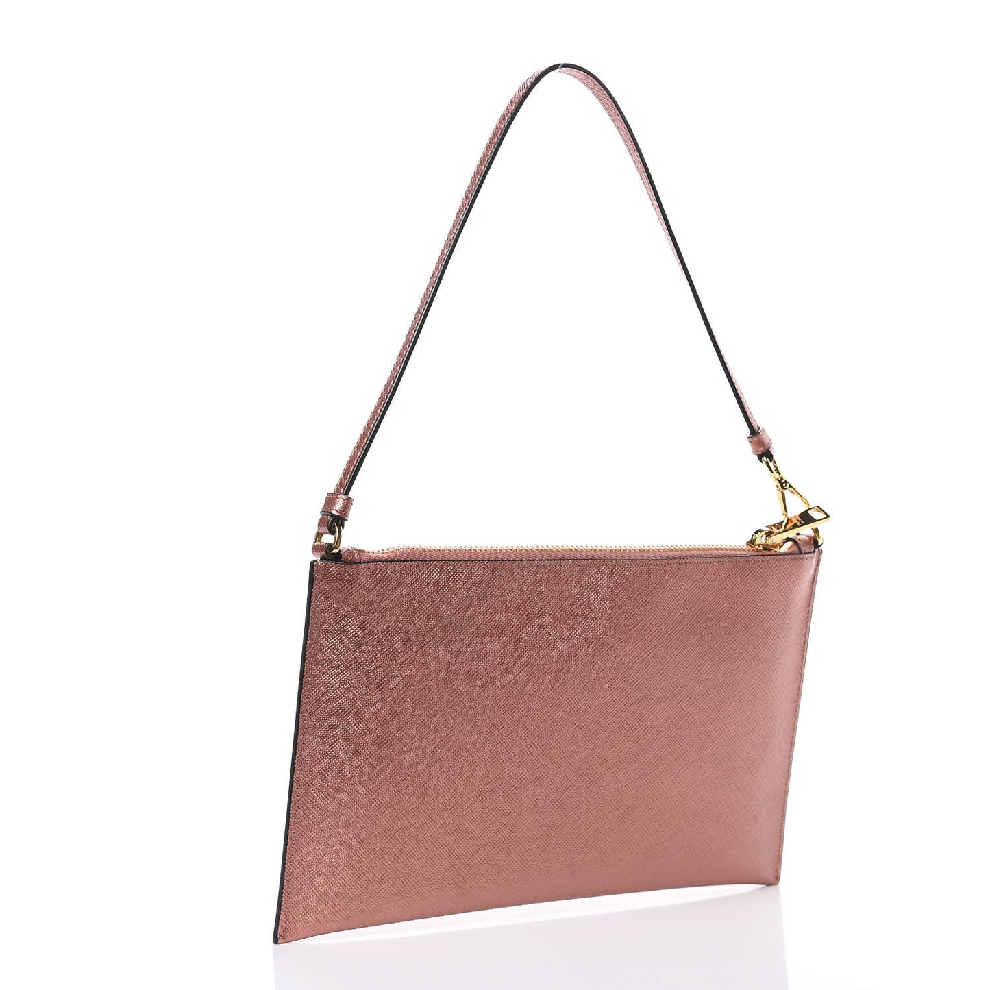 Metallic Saffiano Small Flat Pouch Antico Mordore