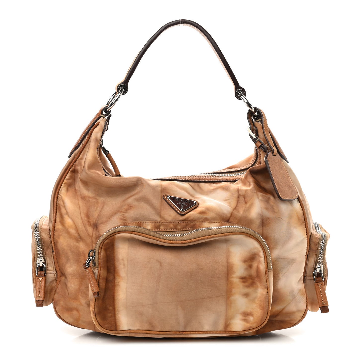 Tessuto Nylon Legno Ombre Shoulder Bag Brown