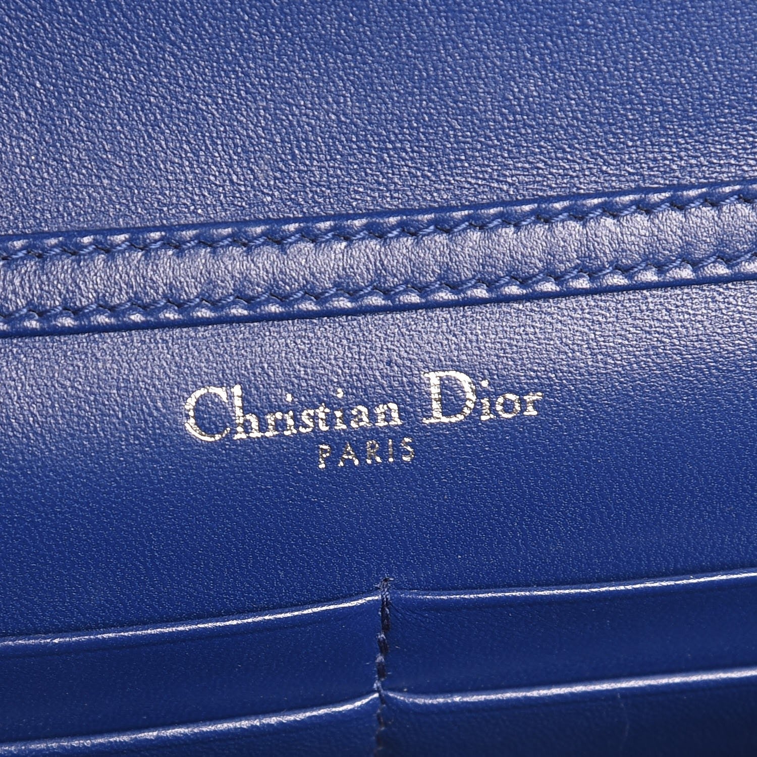 Christian Dior Grained Calfskin Diorama Wallet on Chain Pouch Blue 6 of 8