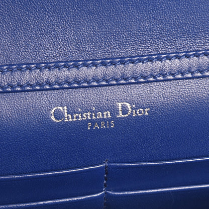 Christian Dior Grained Calfskin Diorama Wallet on Chain Pouch Blue 6 of 8