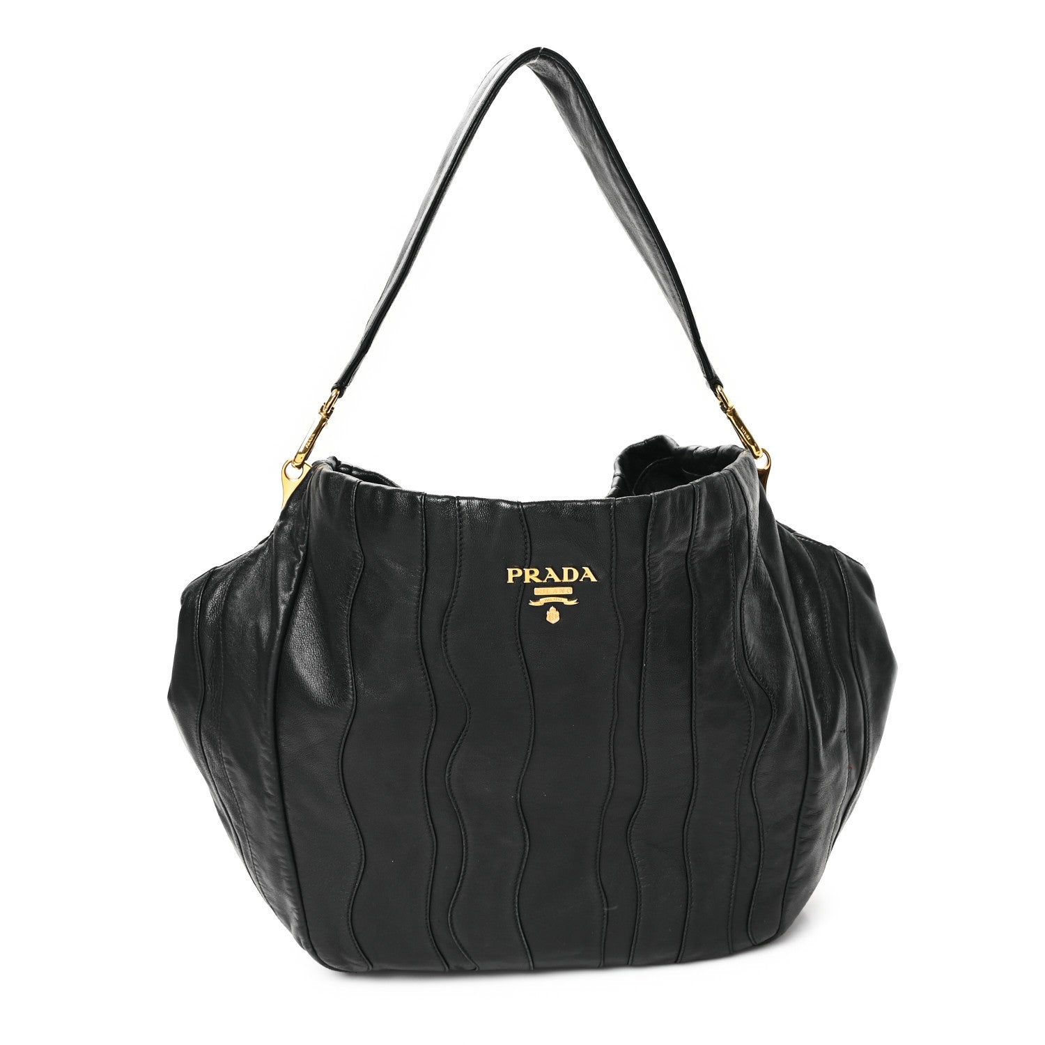 Prada Nappa Stripes Hobo Black 1 of 10