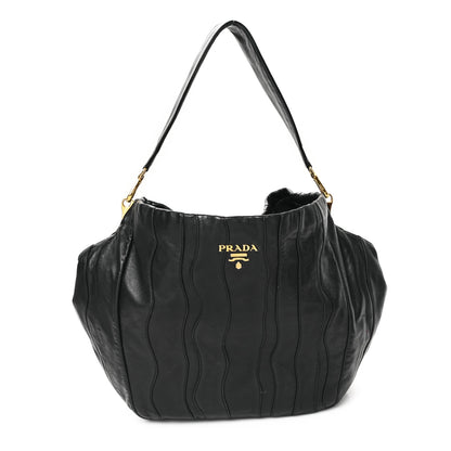 Prada Nappa Stripes Hobo Black 1 of 10